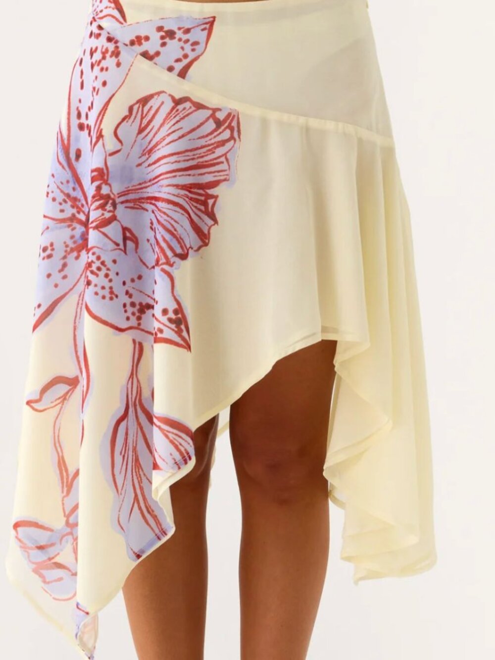 NWT Peppermayo Yellow Kia Low Rise Asymmetrical Midi Skirt Size 2 - Picture 2 of 6